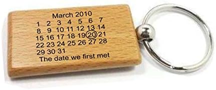 Personalised Wooden Engraved Calender Keyring Your own text up to 25 Letters KF061