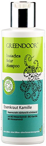 Greendoor Natur Shampoo Eisenkraut Kamille 200 ml - für kraftloses Haar, ohne Sulfate, ohne Silikon, ohne Konservierungsmittel, basische BIO Haarpflege, all natural, 100% biologisch abbaubar