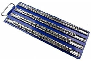 Dunnet Tools Socket Rail Tray Holds 80 Sockets 1/4" 3/8" 1/2" Drive Clips Tool Storage Clip Socket Holder For Socket Set Mechanic Automotive Tool Organiser
