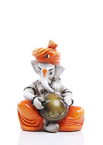 Aadaa Musical Ganesha Polyresin Figurine - (8x13x8 in, Multicolor)