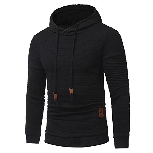 Preisvergleich Produktbild Bekleidung Herren Kleidung Einfarbig Hoodie Sweatshirt Pullover Kapuzenpullover Sweatjacke (Schwarz, L)
