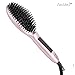 AsaVea Hair Straightener Brush - Fastest Heating, Auto Temperature Lock, Auto Shut Off, Patented Design, Backed By FCC+Bonus Hair stickers and cleaning brush (Rose Gold)