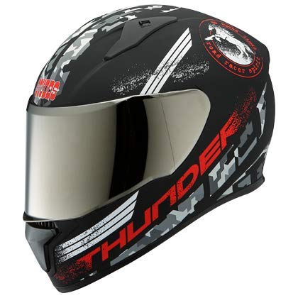 Studds Thunder D3 Decor With Mirror Visor (Size, L) (D2 Matt Black N2)