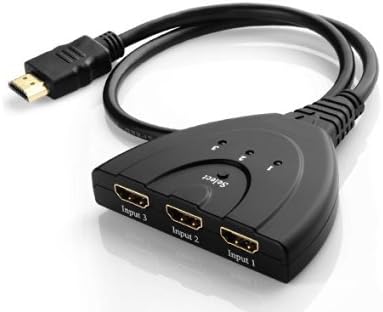 Goodlucking 3-Port HDMI Switch with Pigtail Cable - 3x1 (Hdmi V1.3) HDMI Splitter Switcher Support Full HD 3D 1080p - PS3/PS4 Xbox 360/One HDTV DVD