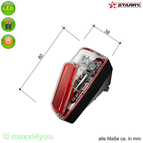 W01010204 Starry Fahrrad LED Rücklicht mit Batterien Schutzblechbefestigung - 2