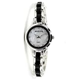 Alexis Armbanduhren Quarz Damen Runden Japan Seiko PC21 Movement Glanzendes Silber Metall Band Weis Dial Wasserdicht