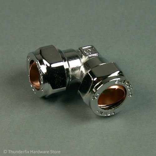 10mm Compression Elbow 90 Degrees Bend Chrome Plumbing Pipe Fitting Thunderfix