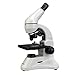 AmScope M120C-2L-PB10 Compound Monocular Microscope WF10x and WF25x widefield eyepieces 40x-1000x Magnification Brightfield Upper and Lower LED Illumination Plain Stage Includes Blank and Prepared Slides RS.11317.00