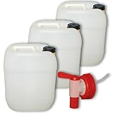 Wilai GmbH Bidons - Lot de 3 Jerricans 20 L, Naturel, avec 1 Robinet DIN 61 (22002x3+22010)