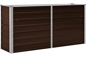 vidaXL Letto Rialzato da Giardino Rettangolare Alto Elegante Staffe Supporto Terrazzo Letto di Coltura Rialzato Marrone 160x40x77cm Acciaio Zincato