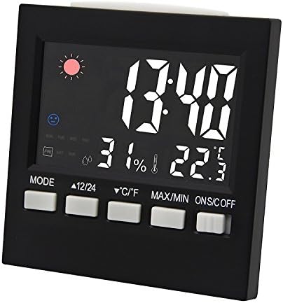 Digital Thermometer Hygrometer Humidity Meter Alarm Clock Gauge Accurate Readings Min/Max Records Temperature and Humidity for Home, Office, cars