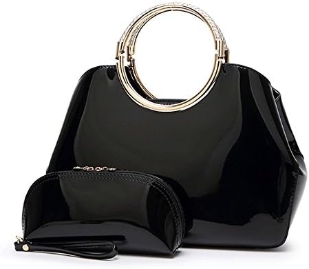 Mufly Womens Patent Top Handle Bags Stylish Tote Bag with Purse Fashion Patent Leather Messenger Bag Ladies Shoulder Bag