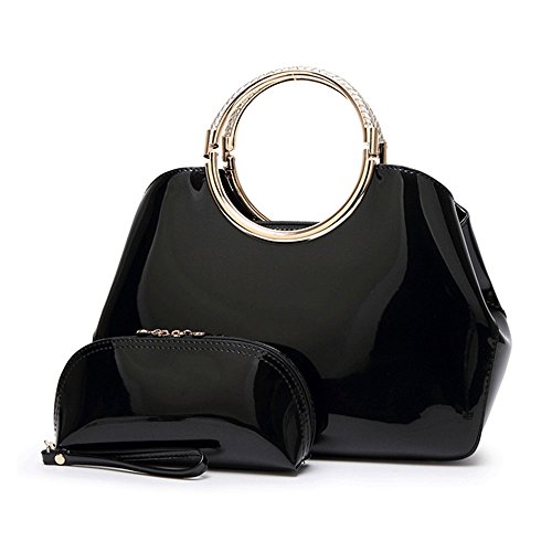 Mufly Womens Patent Top Handle Bags Stylish Tote Bag with Purse Fashion Patent Leather Messenger Bag Ladies Shoulder Bag