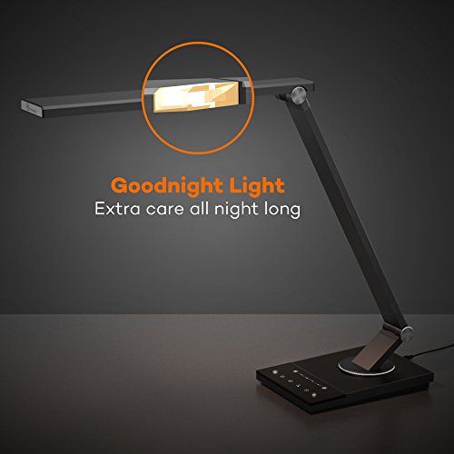 TaoTronics 100% Metall Schreibtischlampe LED Tageslichtlampe 12W Touch-Control 5 Farbetemperaturen und 6 Helligkeiten mit USB-Anschluss 5V 2A zum Aufladen von Smartphones und Tablets, Eisen-Grau - 5