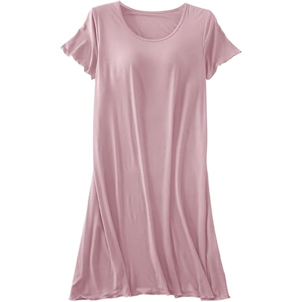 thumbnail image 2 of Homgro Women's Sleep Dress With Built-in Bra - Short Sleeve Midi Nightgown 2 of 14