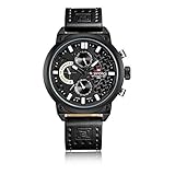 YSCCSY Männer Sport Uhren Männer Quarzuhr Lederarmband Hot Male Kalender 30M Wasserdichte Armbanduhren,White