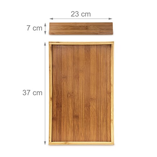Relaxdays Besteckkasten mit Tragegriff H x B x T: ca. 7 x 23 x 37cm Besteckeinsatz aus Bambus mit 4 Fächern als Küchenorganizer und Besteckbox ideal für Buffets pflegeleichter Schubladeneinsatz, natur - 4