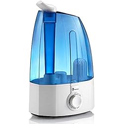 TaoTronics 3.5L Humidificateur d'Air Maison Bébé , 30W Filtre en Céramique Ultrafine, Double Buse à 360 Degrés, Protection Niveau d'Eau Bas, Voyant LED, Sortie de Brume 0 à 300mL/h