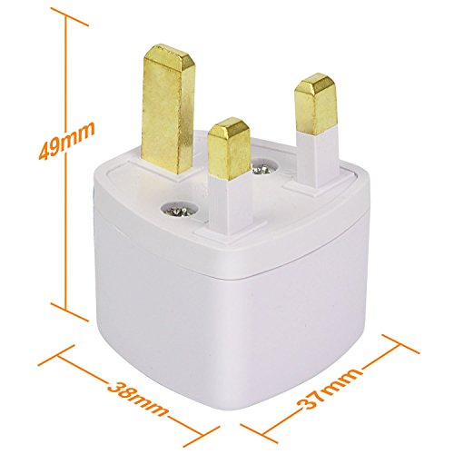 6X Reisestecker Adapter für GB UK England 3 Pin Stecker (AC 250V 13A, Farbe: Weiß) mit Material ABS für universal Anschluss - 5