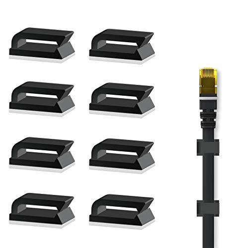 Preisvergleich Produktbild Selbstklebend Kabelclips (Schwarz 100-Stück) Kabelhalter für Flachkabel Ethernet, Eiito Kabelbefestigung Drahthalter Kabelschellen Kabelklemme