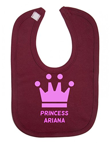 Personalised Princess Name Pink Crown Customise With Name Cute Unique Velcro Fastening Baby Bib