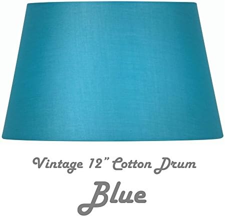 BLUE 12" COTTON DRUM HARD LINED SHADE Complete with Reversible Gimbal to Fit Table &amp; Floor Lamps or Ceiling Rose. FREE Adaptor Included to Fit All Lamp Sizes BC SBC ES SES. Height 185mm x Diameter 300mm (7" x 12")