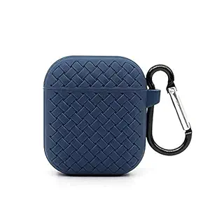 TOFO Amazing Material Soft Silicone Compatible for Air pod Full Protective Shockproof Cover Set (AIR POD NOT INCULDED) (Dark Blue)