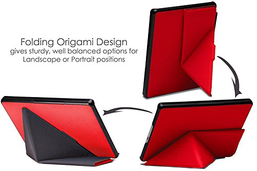 Forefront Cases   Kobo Aura Edition 2  Modelo 2016  Origami Funda Carcasa Stand Smart Case Cover     Ultra Delgado Ligera y Protecci  n Completa del Dispositivo con Funci  n Auto Sue  o Estela  Rojo 