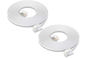 SHONCO Cable TeléFono 6m, RJ11 6P4C Interfaz LíNea de ConexióN TelefóNica,Cable de ExtensióN de TeléFono de LíNea Recta Para TeléFono Fijo,Hogar y Oficina,Fax,MóDem Extensor (Blanco)