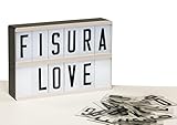 Toque retro para tu hogar Fisura DC0353 Lightbox Caja de Luz Cinematografica Blanca Tamaño A5 con 105 Numeros y Letras Incluidos Led Box Lampara DIY