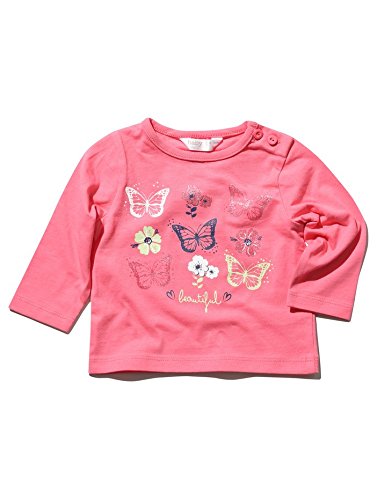 M&Co Baby Girl Long Sleeve Cotton Glitter Butterfly Print Beautiful Slogan Casual T-Shirt Pink 18/24 Mnth