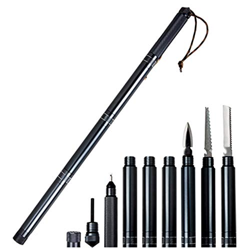 EarthSafe Equipo de Supervivencia 8-en-1 Bastones de Trekking multifuncionales, Kit de Supervivencia Desmontable para Caminar, Acampar, Caminar y Aventura al Aire Libre