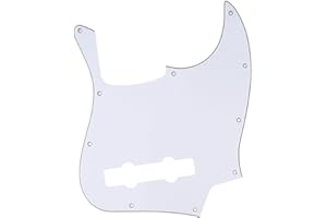 Musiclily Pro 5 Cuerdas 10 Agujeros Estilo Contemporáneo J Bass Pickguard Golpeador para Bajo Fender Jazz Bass Mexican,3 capas Blanco