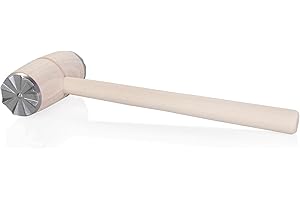 wenco 555036 premium Fleischklopfer mit Metallkappen, Zwei Bearbeitungsflächen, Buchenholz/Metall, Transparent