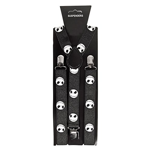 Blue Banana Tirantes Elásticos Skellington en Negro y Blanco de Clip Ajustable