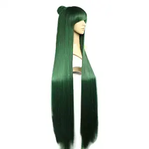 Angelaicos Womens Fiber Straight Cosplay Party Costume Wig Long Green 47 Inches