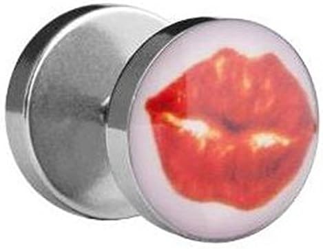Ear Fake Ear Plug Piercing Lips Disc Diameter: 10 MM, length: 6 MM Surgical Steel Barbell