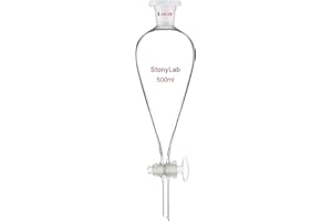 stonylab Separatori Imbuto con Vetro Stopcock Valvola, Durevole Borosilicato Vetro 24/29 Joint Separazione Imbuto con Vetro Pistone per Accurati Liquido Separazione Prodotti Chimici Separazione