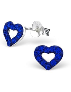 Kinder Silber Herz Ohrstecker mit Kristall