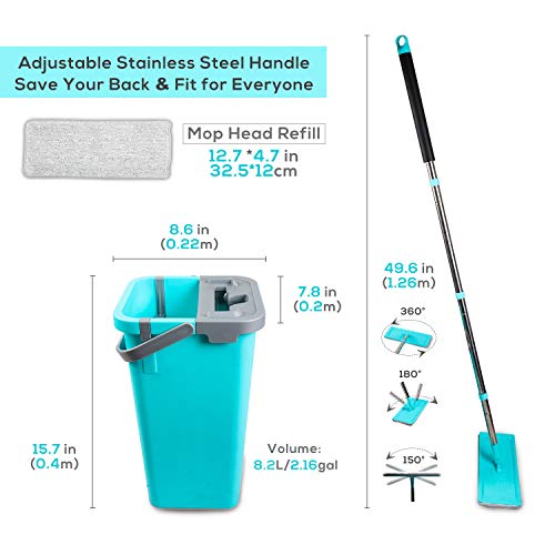 Kalokelvin Plano Fregona para Hogar, Fregona Cangilón y 4 Cabezas de