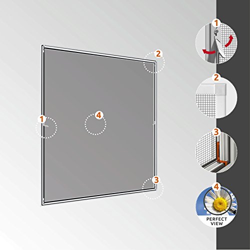 Windhager Insektenschutz Expert Spannrahmen Fliegengitter Alurahmen für Fenster, 140 x 150 cm, weiß - 4