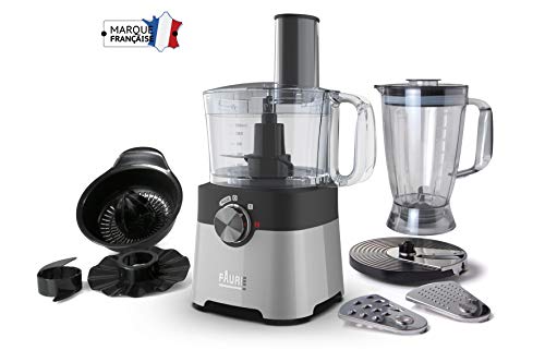 Faure FFP-7F31 Robot Multifonctions Design - Fonction Pulse - Rape Mixe Hache - Bol 2L - Coloris Gris