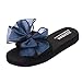 Produktbild friendGG Frauen Sommer Bogen Mit Flachem Boden Slip-On Wear Strandschuhe Dicken Sohlen Damen Hausschuhe Flache Rutschen Sandalen Badeschlappen Badeschuhe Tragen Offene Zehe Schuhe(Blau,39)