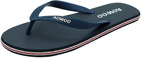 ROWOO Men's Beach Flat Rubber Sandals Flip Flops (6 UK/40 EU, Dark Blue)