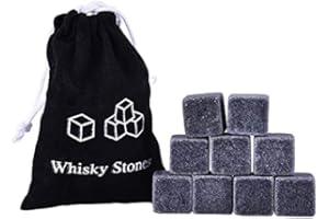 Namvo 9 szt. granitowych kamieni do whisky, upominek chłodzący, torba wielokrotnego użytku