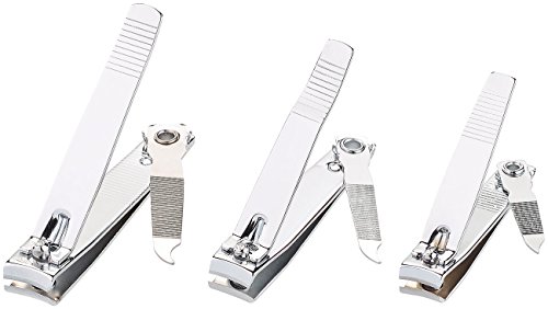 PEARL 3er-Set Nagelknipser mit Feile & Reiniger in 3 Größen - 3