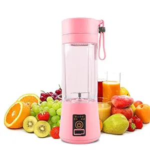 Crystal Digital Rechargeable Portable Travel Electric Mini USB Juicer Bottle Blender for Making Juice, Shakes, Smoothies for All Fruits and Vegetables (Pink)