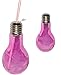 Produktbild alles-meine.de GmbH 1 Stück _ Trinkglas / Glas -  Glühbirne - Lampe - Pink / Rosa  - mit Strohha..
