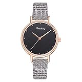 Arbeiten Sie luxuriöses Damen Leder Nachahmungs Muster Quarz Analog Armbanduhren YunYoud Mode große Zifferblatt Glockenspiel Diamant Leder Armband ultradünne Armbanduhr