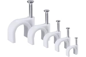 AGPTEK 500Pezzi Fermacavo con Chiodo, Fascetta per Cavi in PE, Organizer per la Gestione dei Cavi, Fermacavi Rotondi Resistenti alla Corrosione, Chiodi Fermacavo 5 Specifiche in 4/5/6/8/10mm
